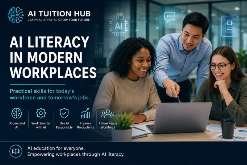 AI Tuition Hub: AI Literacy in Modern Workplaces AI Tuition Hub AI literacy training for modern workplaces with professionals using workplace AI technology and digital learning tools