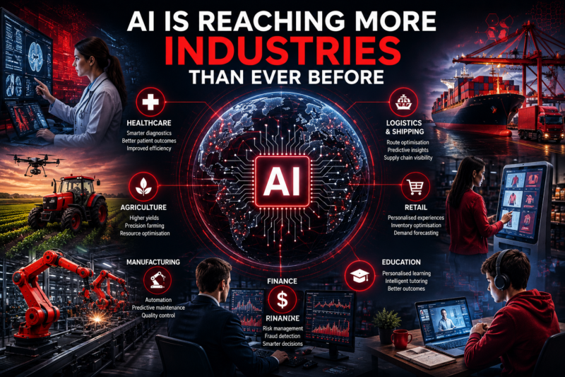 AI Is Reaching More Industries Than Ever Before across healthcare, agriculture, manufacturing, finance, education and logistics industries