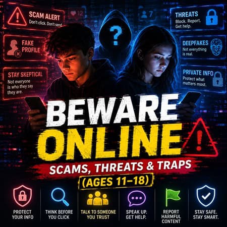 🕵️ Free Course – Beware Online: Scams, Threats & Traps (Ages 11–18)